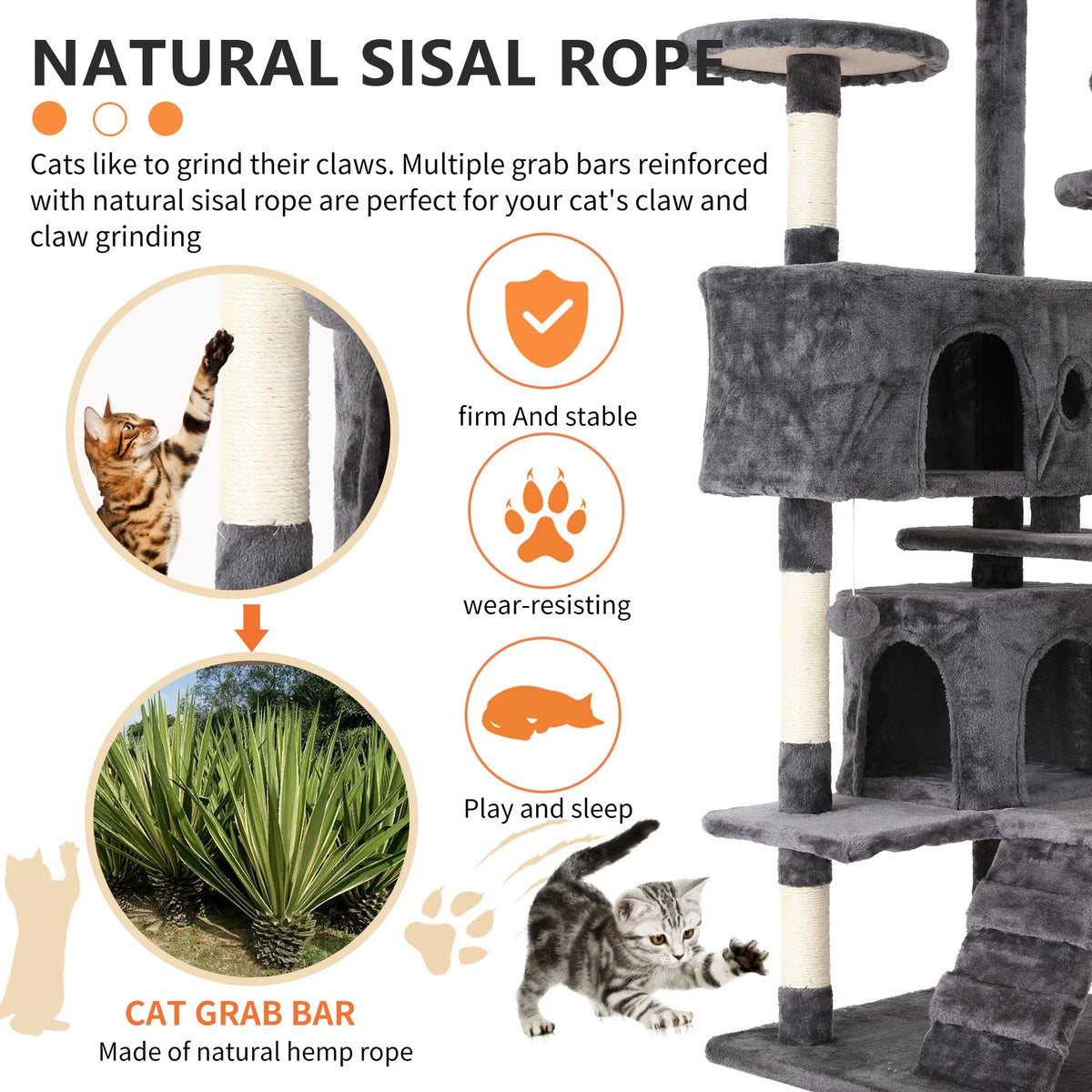 Delight Your Cat with the 54-Inch Double Condo Cat Tree Tower - A Stylish Playhouse with Scratching Posts and Perches!