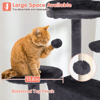 Delight Your Cat with the 54-Inch Double Condo Cat Tree Tower - A Stylish Playhouse with Scratching Posts and Perches!