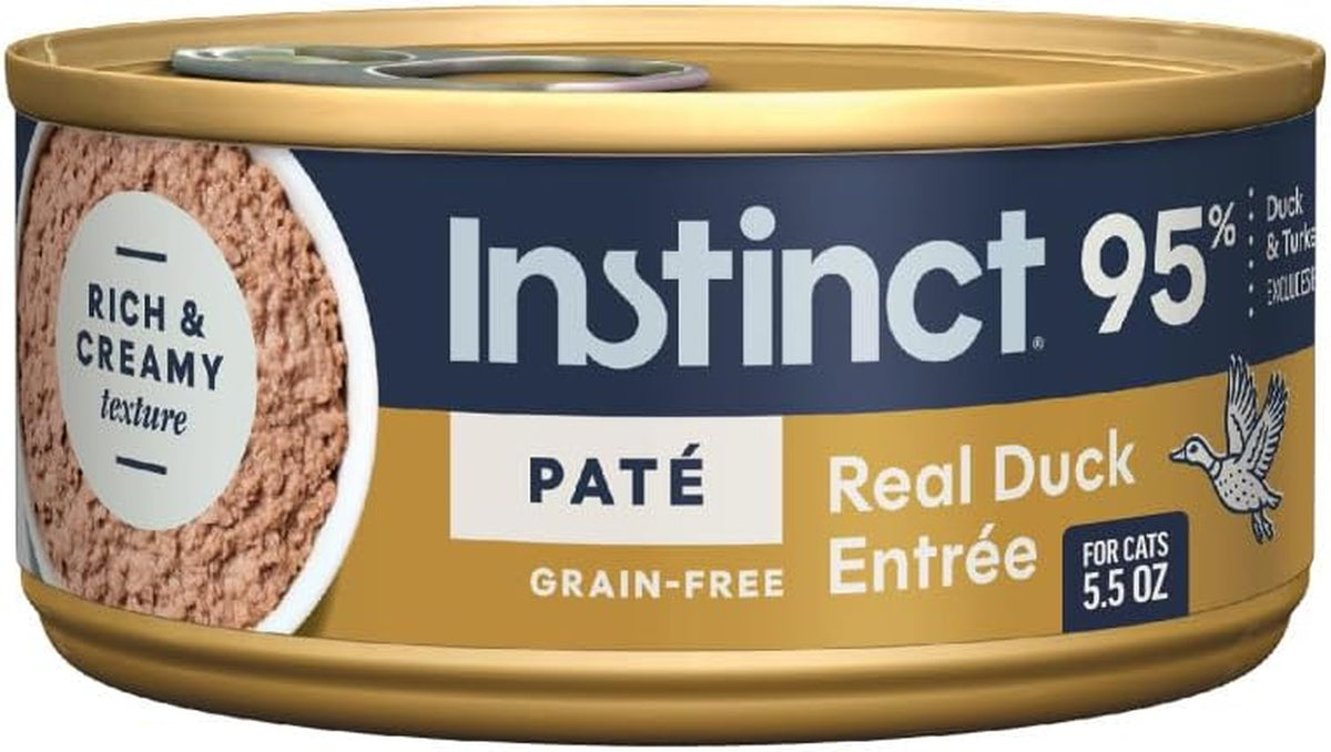 Delicious Pate Entrees for Cats - Grain-Free Wet Canned Food with Real Duck (12 Pack of 5.5 Oz Cans)