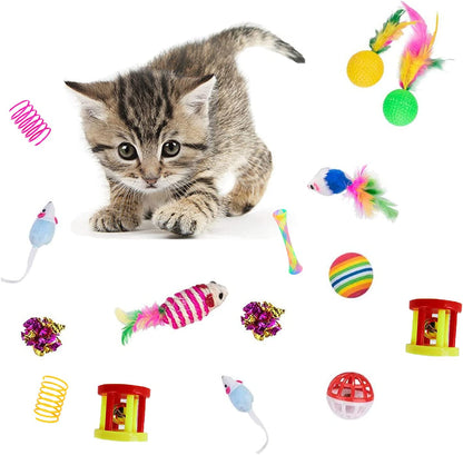 Ultimate 32-Piece Cat Toy Collection: Interactive Fun with Rainbow Tunnel, Feather Wands, and More!