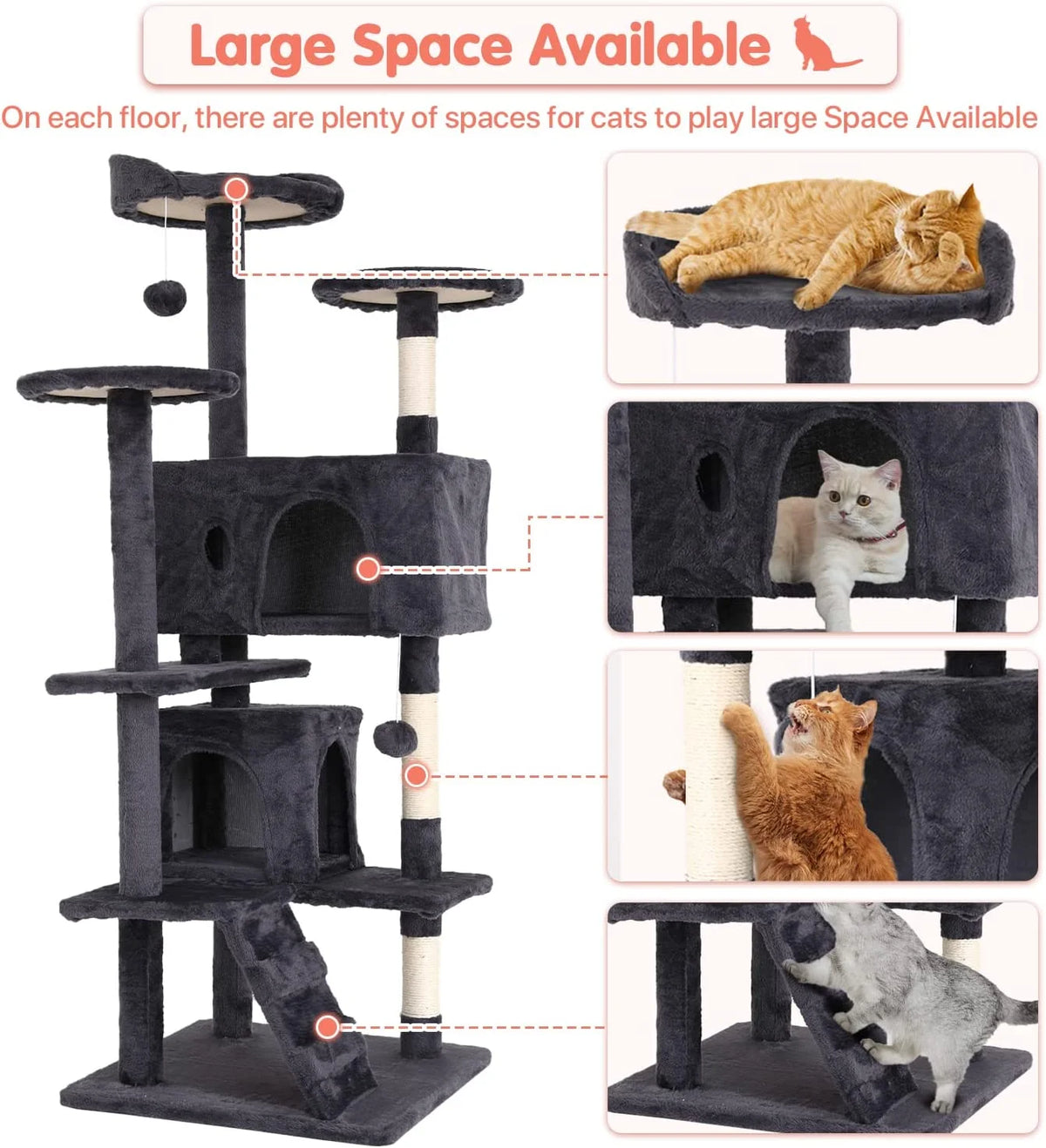 Delight Your Cat with the 54-Inch Double Condo Cat Tree Tower - A Stylish Playhouse with Scratching Posts and Perches!
