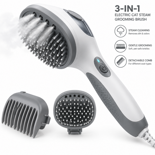 Electric Cat Steam Brush – 3-In-1 Pet Grooming Comb with Water Spray for Cats and Dogs, USB Rechargeable